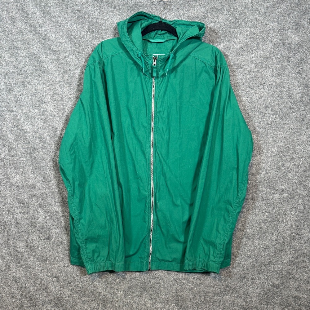 Old Navy Jacket Mens 2XL XXL Green Full Zip Up Canvas Hooded Windbreaker NEW